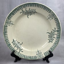 Assiette terre de fer  Faïencerie d'ONNAING vert ~ 23 cm