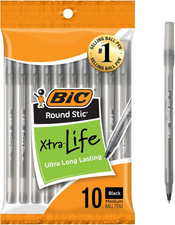 10 Pack Black Ballpoint Pens