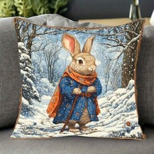 Housse de coussin Lapin pèlerin médiéval  45 cm Lapin costumé