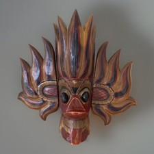 Masque Sri Lanka Ceylan Raksha Démon Du Feu En Bois Fait Main