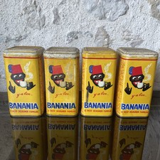 BANANIA  Lot de 4 Boites anciennes tole lithographiée années 50 - 250g