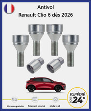Ecrous antivol de roues Renault Clio 6 dès 2026 (4 écrous antivol + 2 douilles)
