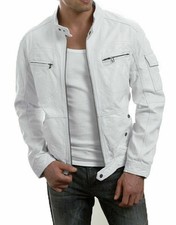 Blouson de motard blanc en
