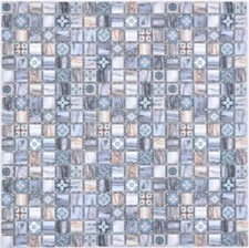 Mosaïque en Verre Carrelage Bois Gris Foncé Bleu Rétro Miroir 10 Surfaces