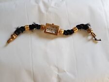 Montre de femme DOMI Quartz  plaqué or bracelet torsadé tissu 