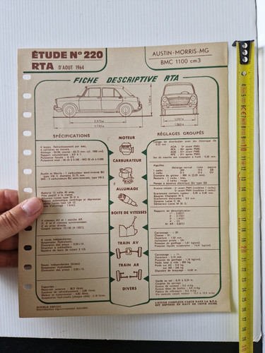 Austin morris 1100 fiche - morris, mg