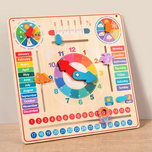 Horloge calendrier bois - horloge-calendrier,