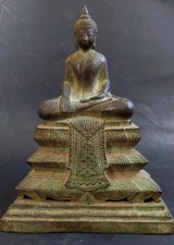 Ancien Bouddha Thailande Bronze Antique Thailand Sukhothai Boudda 19th Bouddhist