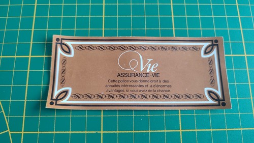 Billet assurance vie pièce - billet,
