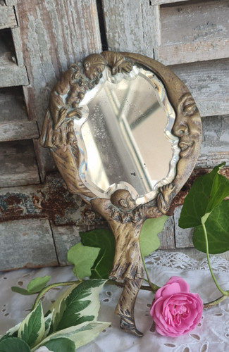 Ancien face main miroir - ancien,