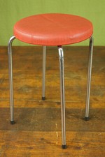 Tabouret Vintage Années 60 Retro Tabouret De Cuisine En Vinyle Années 50 Rouge