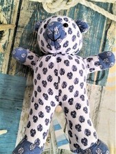 Peluche Ourson Bleu et Blanc Jouet Tissu Enfants Famille Garderie Maison Berceau