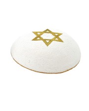 Kippa Juive Tricotée Or Blanc