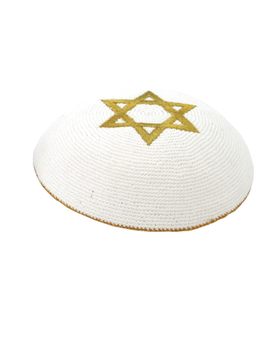 Kippa juive tricotée blanc - kippa,