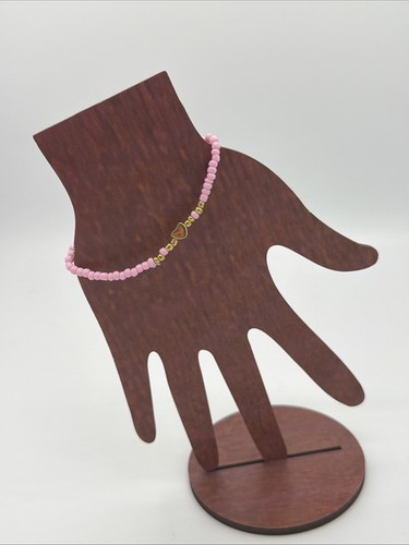 Bracelet perles roses cœur