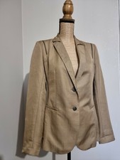 IKKS PURE EDITION : SUPERBE VESTE ÉPAULES À ZIPS FERMÉS TON LIN 