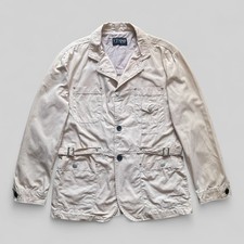 Manteau de sport multi-poches homme Armani Jeans vintage en coton ivoire - ta...