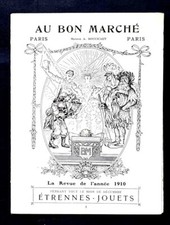 RARE EO 1910 DÉPLIANT PUB ÉTRENNES AU BON MARCHÉ LA REVUE DE L'ANNÉE 1910