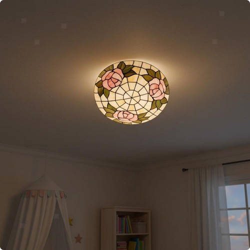 Lampe vitrail florale - en,