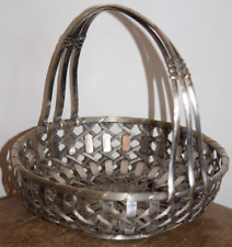 Panière corbeille métal argenté tressé Ancien Vintage dlg de Gallia christofle