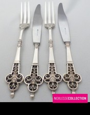 CARDEILHAC RENAISSANCE ANTIQUE FRENCH STERLING SILVER DINNER FLATWARE SET 4pcs