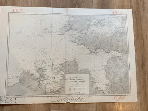 Carte marine ancienne baie - carte, du
