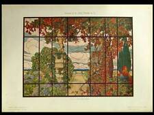 VITRAIL ART NOUVEAU -1910- PHOTOLITHOGRAPHIE, BUFFA, BELTRAMI, JARDIN, PUTTI