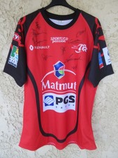 Maillot rugby STADE ROUENNAIS ROUEN signé dédicacé collection shirt rouge XL