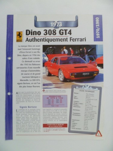 Carte fiche auto dino - dino, gt4