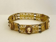 Bracelet ancien en argent Filigrané Camé Cam silver