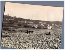 England, Pebble Ridge Westward Ho, Devon Vintage albumen print.  Tirage albumi