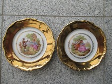 2 ASSIETTES à DESSERT GâTEAUX  Doré Couple FRAGONARD PORCELAINE BAVARIA