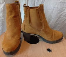 Tamaris - bottines Montantes à talon  6cm  Cuir suédine moutarde - T 36 - neuf