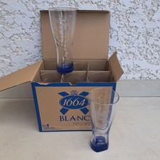 6 verres à bière 1664 blanc 50cl, NEUFS en carton.