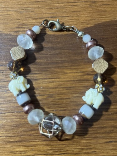 White elephant beaded bracelet - elephant,