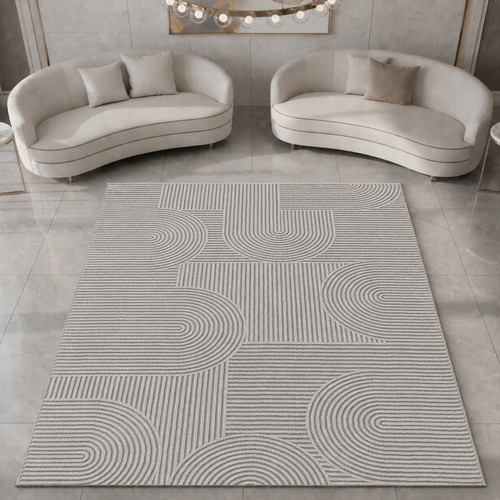 Tapis gris motif lignes
