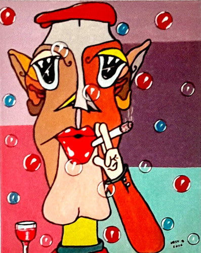 Acrylique sur toile portrait - acrylique,