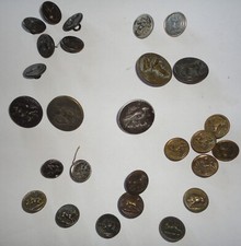 27 Boutons Ancien Chasse Vénerie Chien Loup Sanglier Chevaux Cerf oiseau lièvre