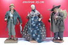 santon de Provence ancien lot de 3, chasseur et couple de paysans, Cavasse