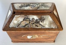 Ancienne boite a cigarettes marqueterie nacre Vietnam box tabacco mother pearl