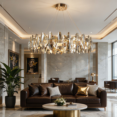 Lustre cristal doré - lustre,