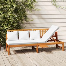 vidaxL Lit de Jour avec Coussin Terrasse Crème 200x60x75 cm Bois d'Acacia Massif