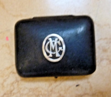 Boite écrin bijoux ancien cuir fin XIXe monogramme argent t b état