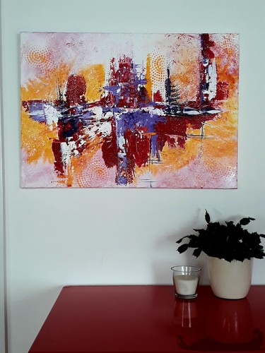Tableau abstrait acrylique