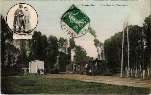 Cpa pontvallain gare des - cpa,