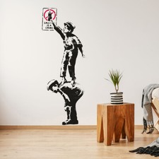 Banksy Graffiti Is A Crime Pochoir, 2 Enfants Spray Peut Peinture Pochoir