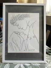 Dessin Homme Femme Signé A de B Inspiration Cocteau. Vintage
