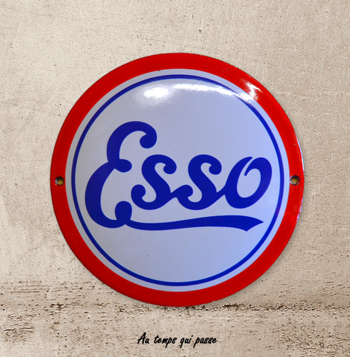 Plaque émaillée esso ronde - émaillée,
