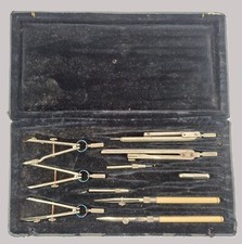 Ancienne boite compas incomplète vintage collection dessin école