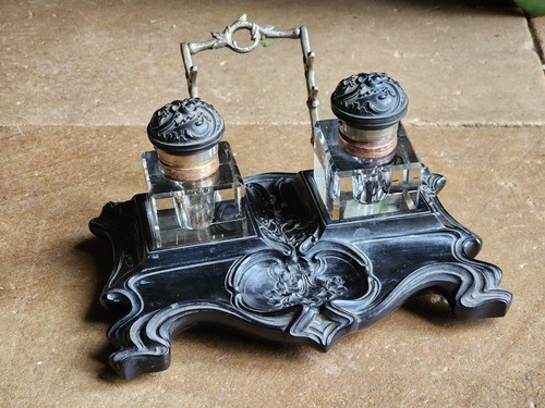 Gutta percha double encrier - ,